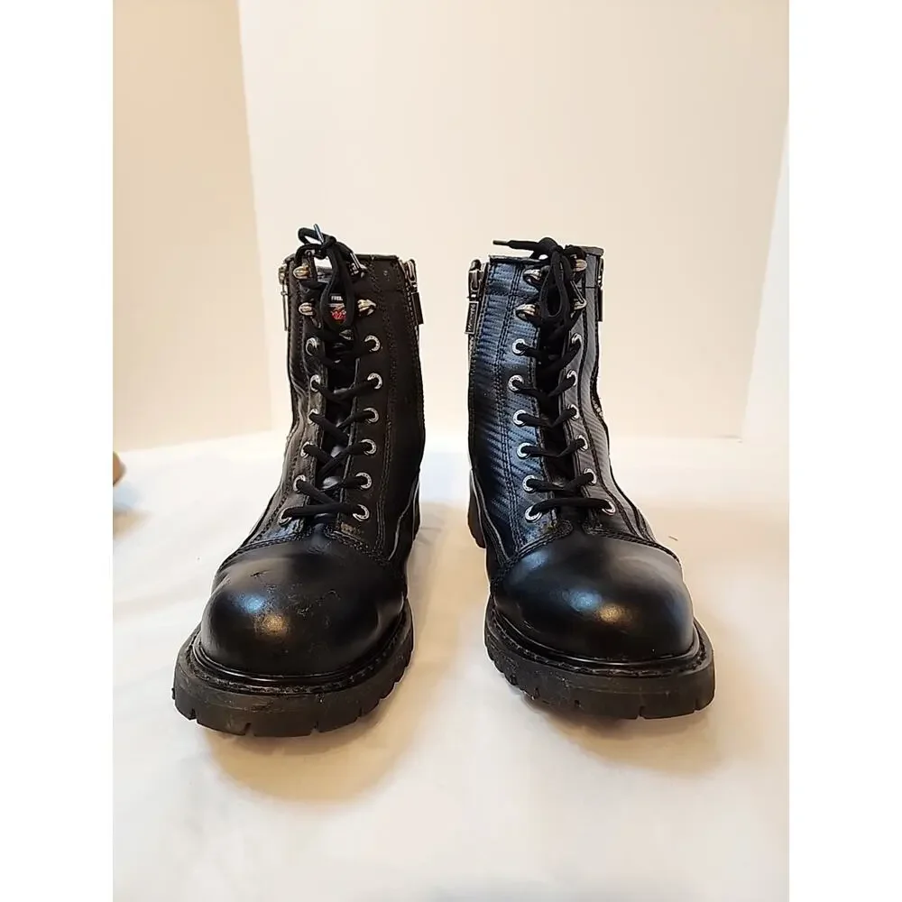 Milwaukee MB408 Accelerator Mens Size 12 Black Leather Dual Zip Motorcycle Boots
